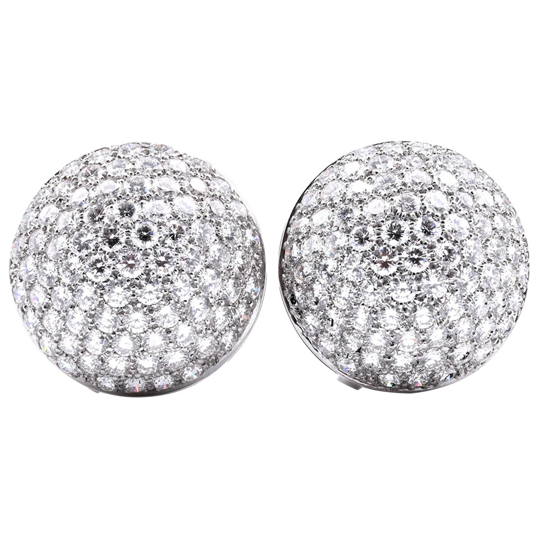 Diamond Button earrings with Micro Pave Surrounding Diamonds For Sale