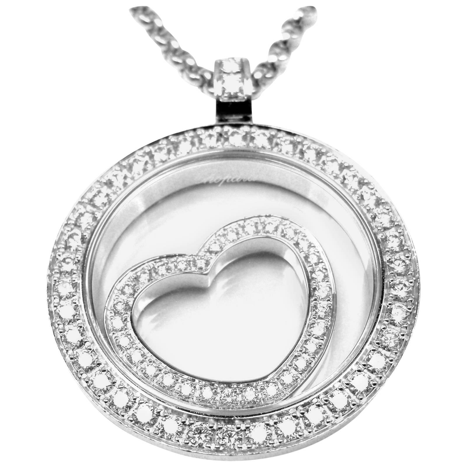 Chopard Diamond Gold Floating Heart Pendant Necklace