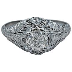 Stunning Art Deco .68 Carat Diamond Platinum Engagement Ring