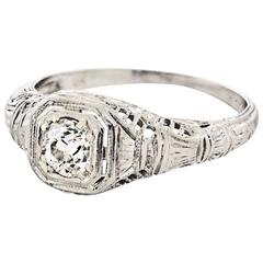 Antique Art Deco Diamond Platinum Engagement Ring 