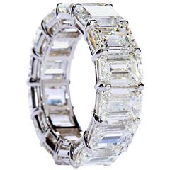 Emerald Cut Diamond Platinum Eternity Band Ring
