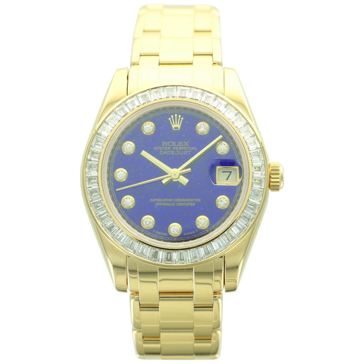 Rolex Ladies Yellow Gold Datejust Pearlmaster Wristwatch Ref 81308BR For Sale