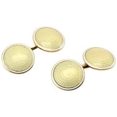 Antique 1920s Enameled Guilloche gold Cufflinks