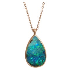 Dalben Design Drop Shape Australian Boulder Opal and Rose Gold Necklace