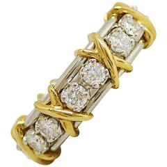 Tiffany 
Co. Schlumberger Diamond Platinum Gold band Ring