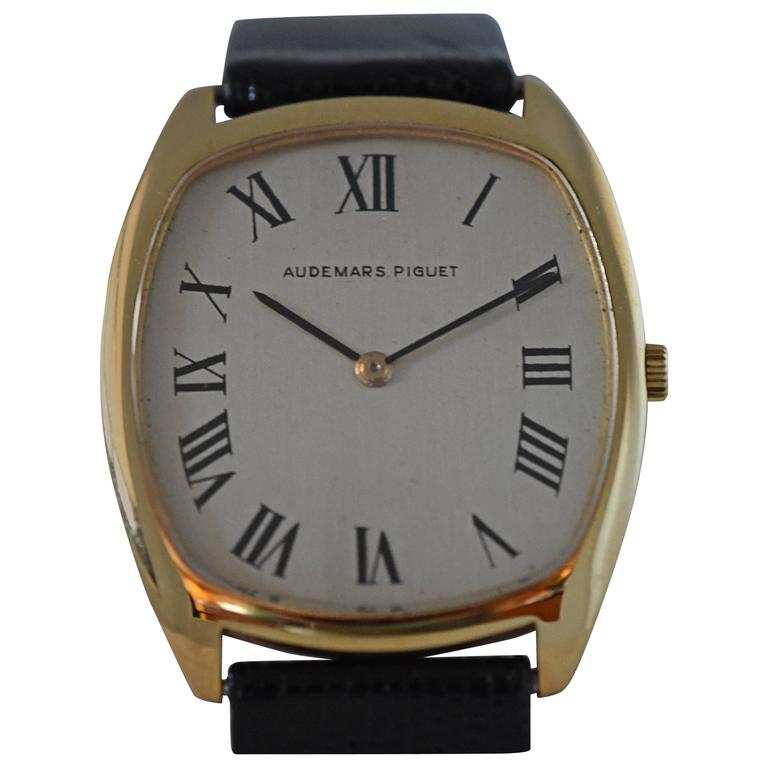 Audemars Piguet ultra-thin rare gold tonneau dress watch at 1stDibs