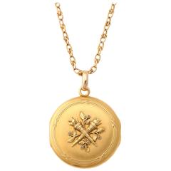Antique 19th Century French Gold Locket and Chain 1