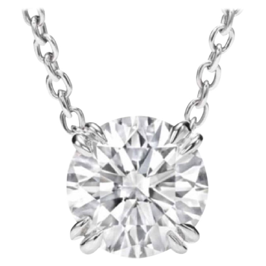 Flawless GIA Certified 3 Carat Ct. Round Brilliant Cut Pendant Necklace