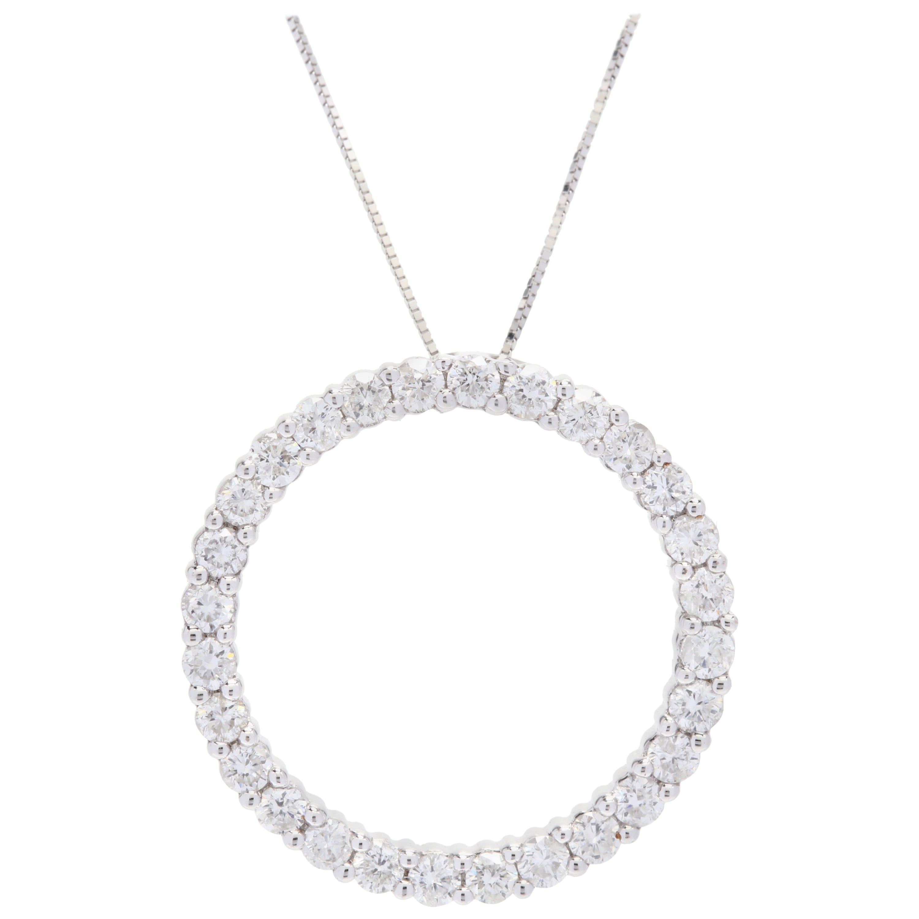 Gold Diamond Necklace, 14 Karat Gold Half Circle, Half Moon, Pendant