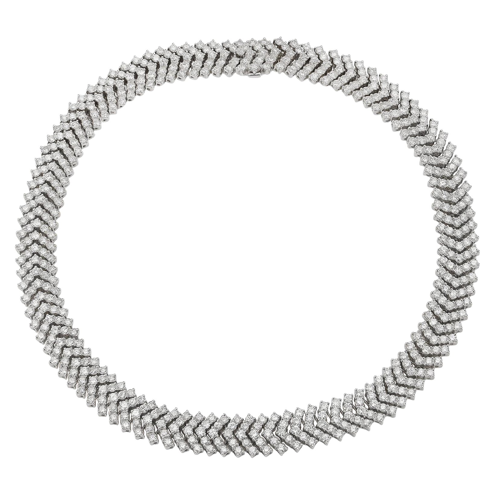 Brilliant Round Cut "V" Shape Diamond Necklace