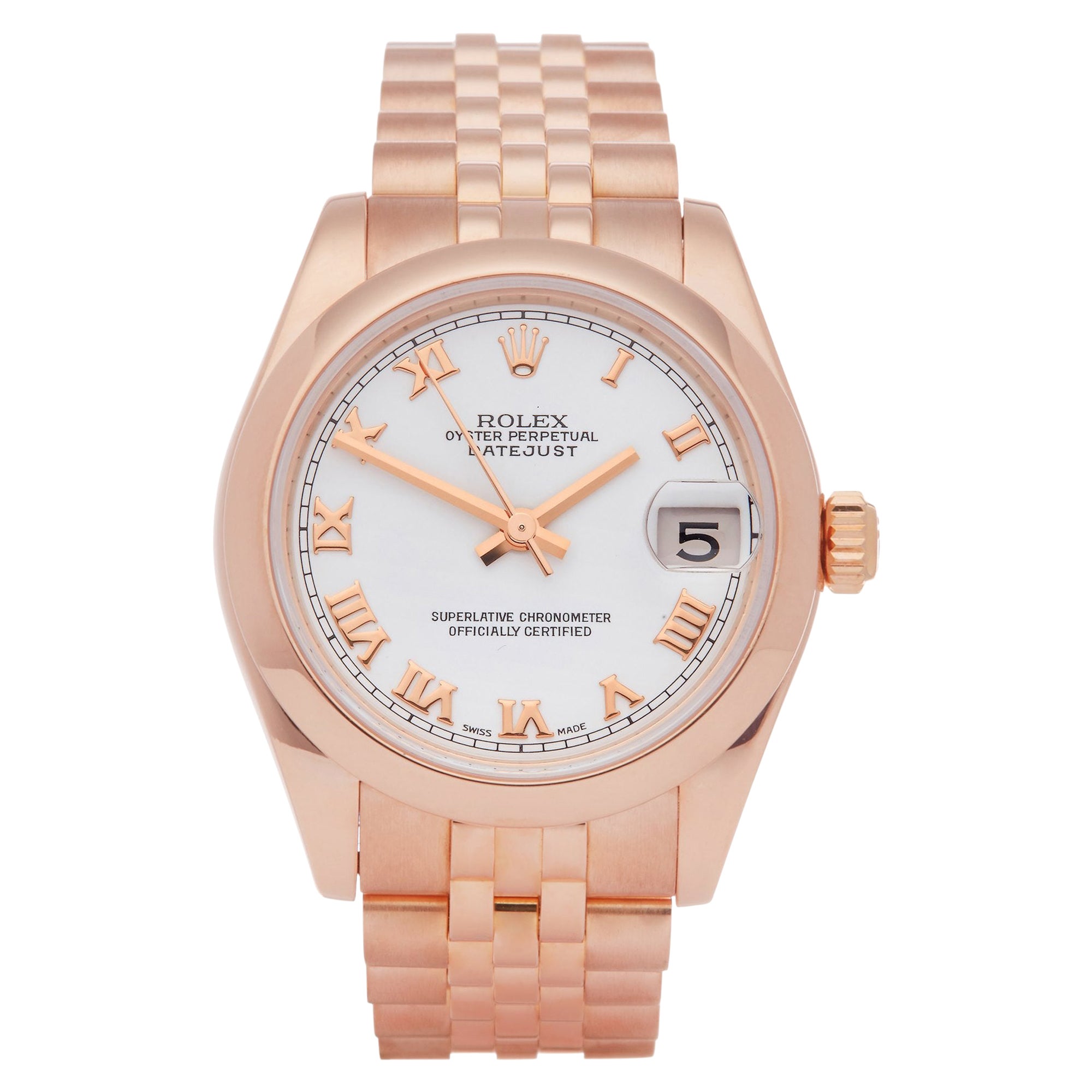 Rolex Ladies Rose Gold Datejust Wristwatch For Sale at 1stDibs
