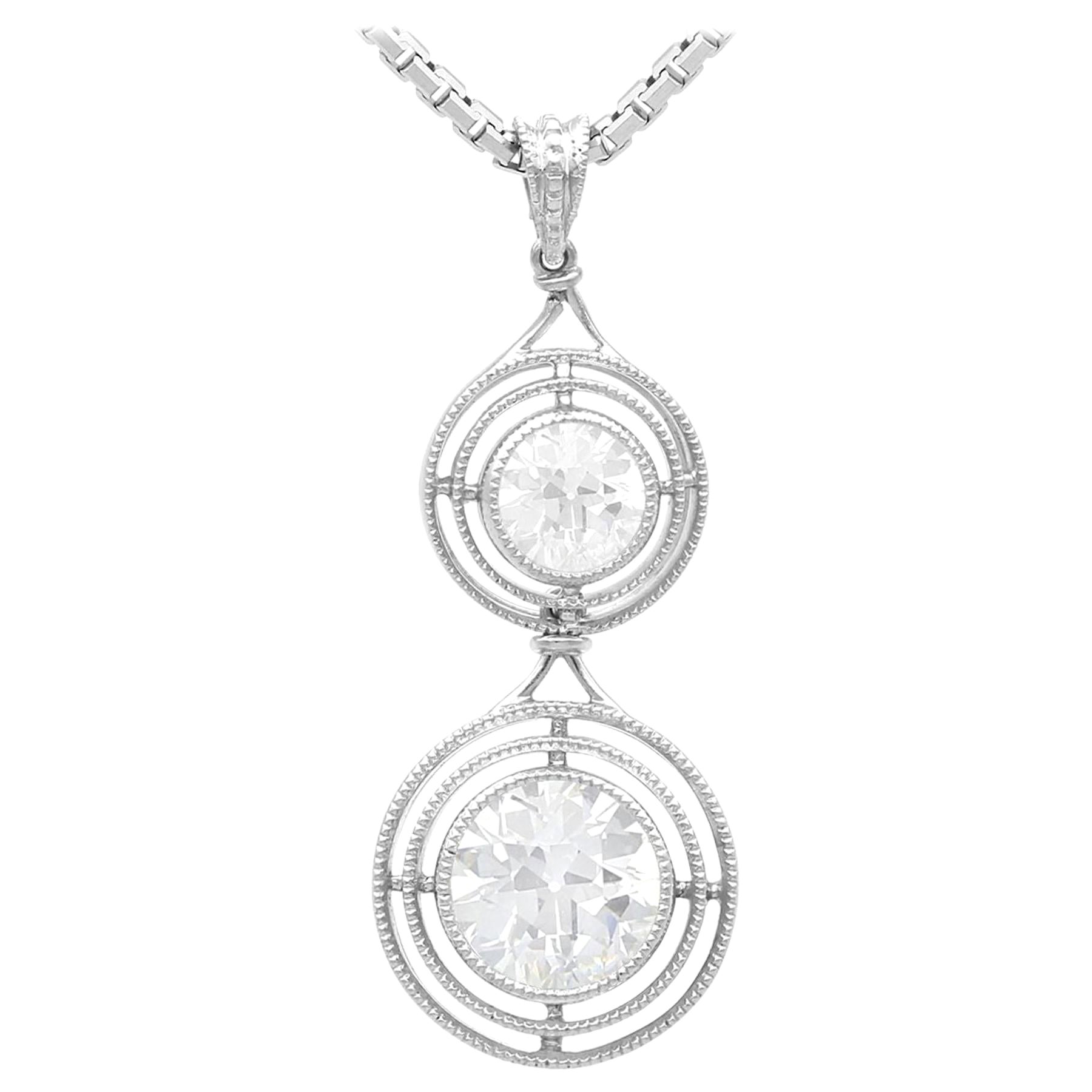 Pendentif antique en platine et diamant de 1,42 carat, vers 1930 en vente