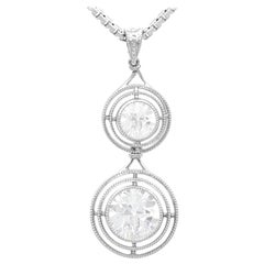 Antique 1.42 Carat Diamond and Platinum Drop Pendant