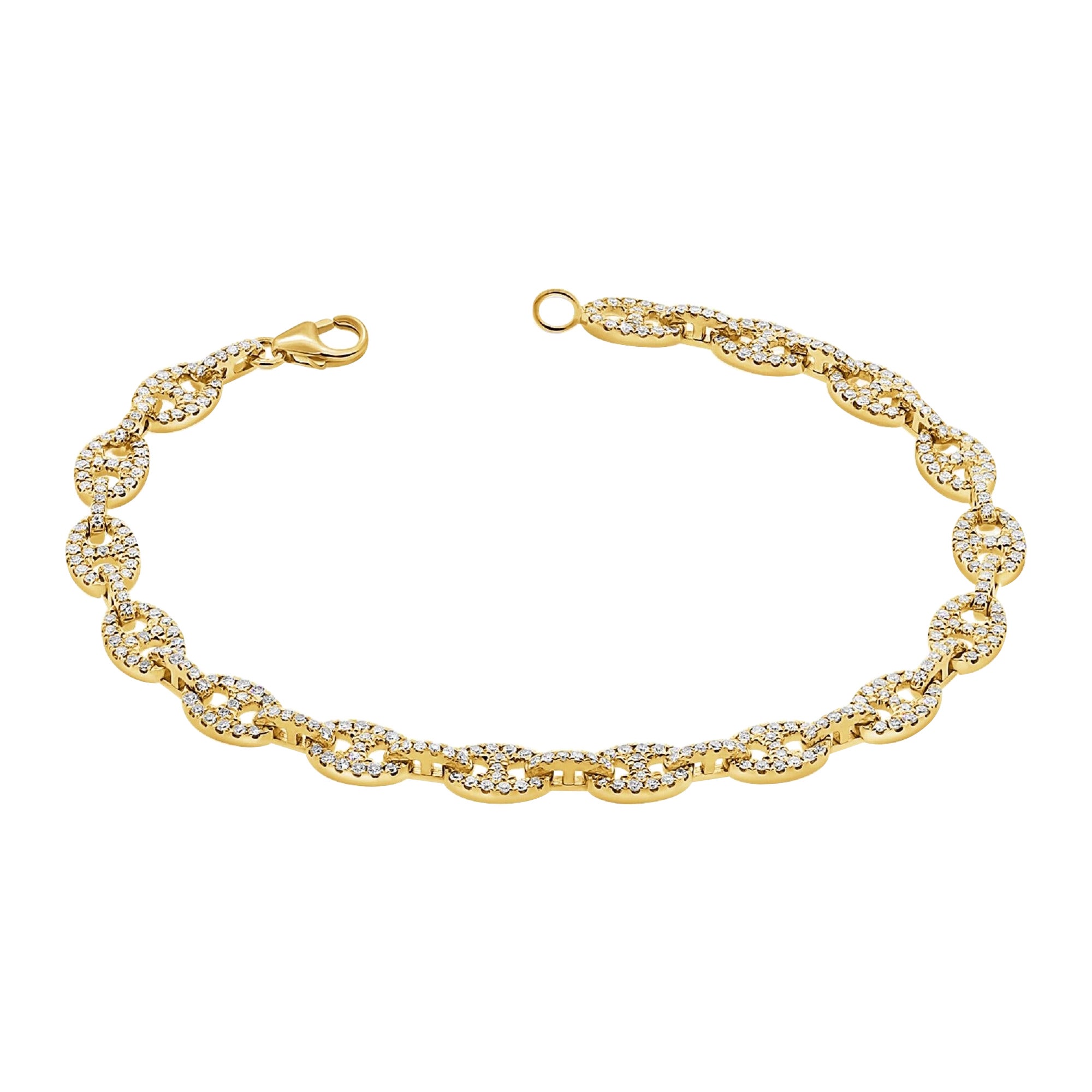 14 Karat Yellow Gold 0.38 Carat Diamond Link Bracelet For Sale