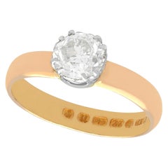Antique 1887 1.34 Carat Diamond and Rose Gold Solitaire Ring