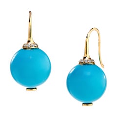 Boucles d'oreilles Syna turquoise avec diamants