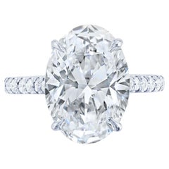 GIA Certified 3 Carat Oval Diamond Solitaire Engagement Pave Ring