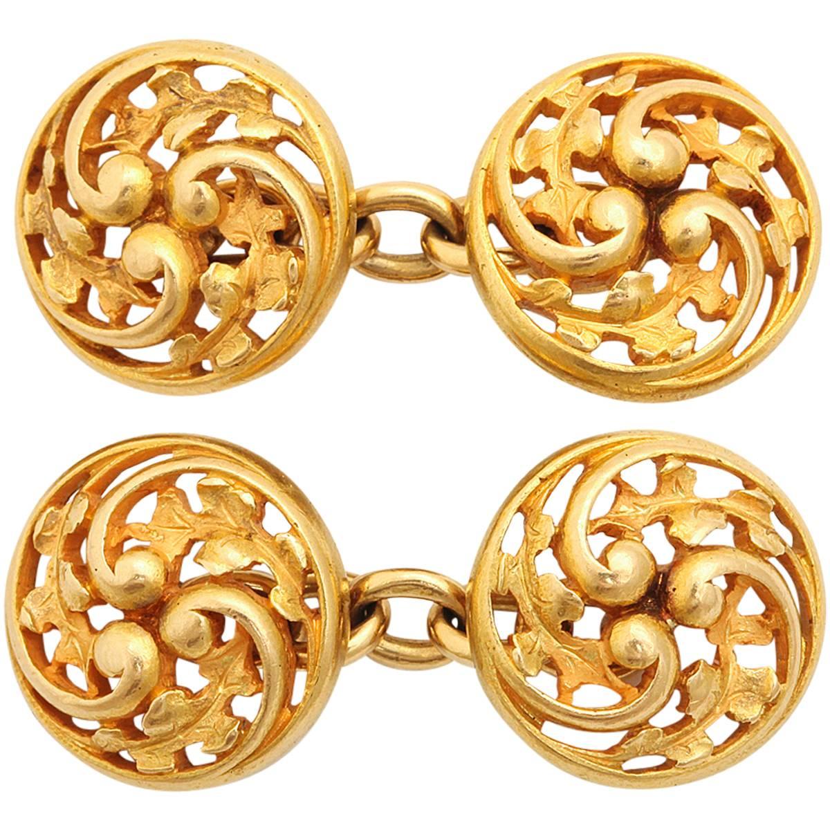 Antique Wièse Gold Cufflinks For Sale