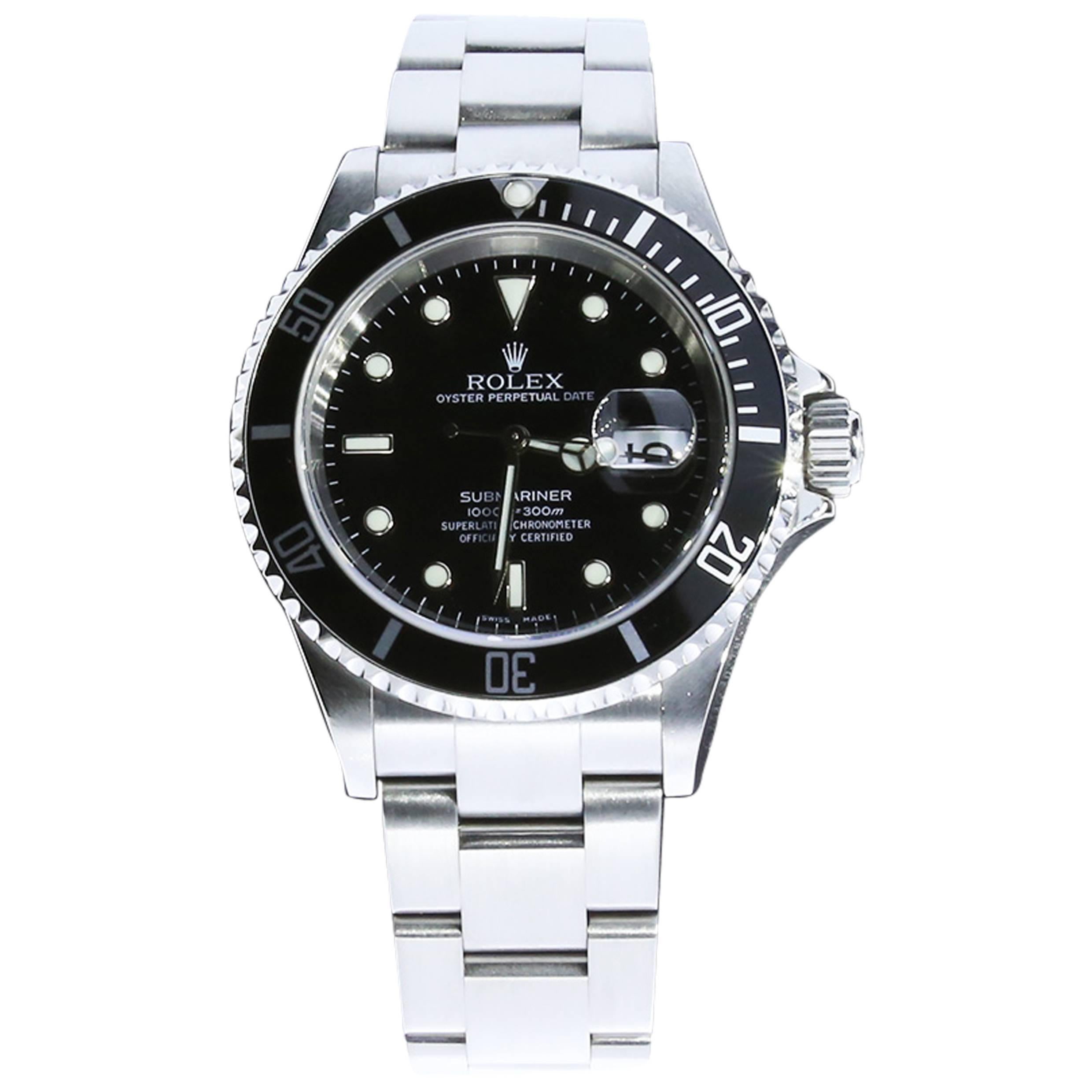 rolex stainless steel Submariner wristwatch