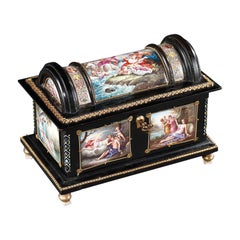 Enamel casket with mythological scenes signed Klein in Paris