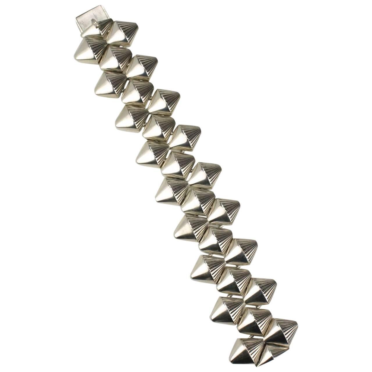 Georg Jensen silver conical link bracelet - Arno Malinowski For Sale