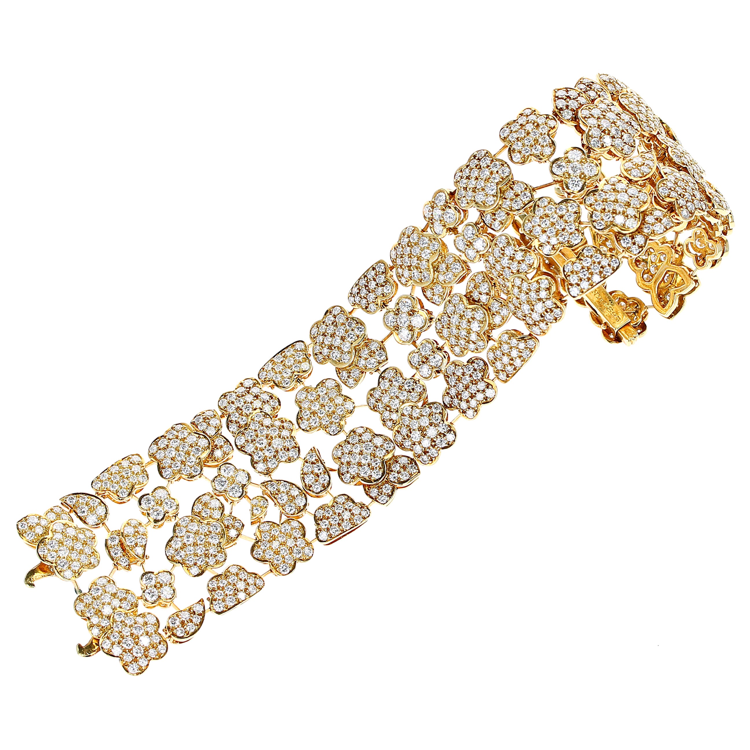 Van Cleef and Arpels Diamond and Gold Openwork Bracelet For Sale at 1stDibs