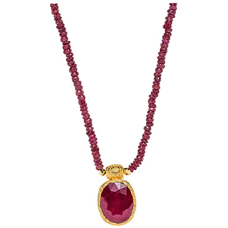 Maiden Ruby Pendant with Ruby Beads For Sale at 1stDibs