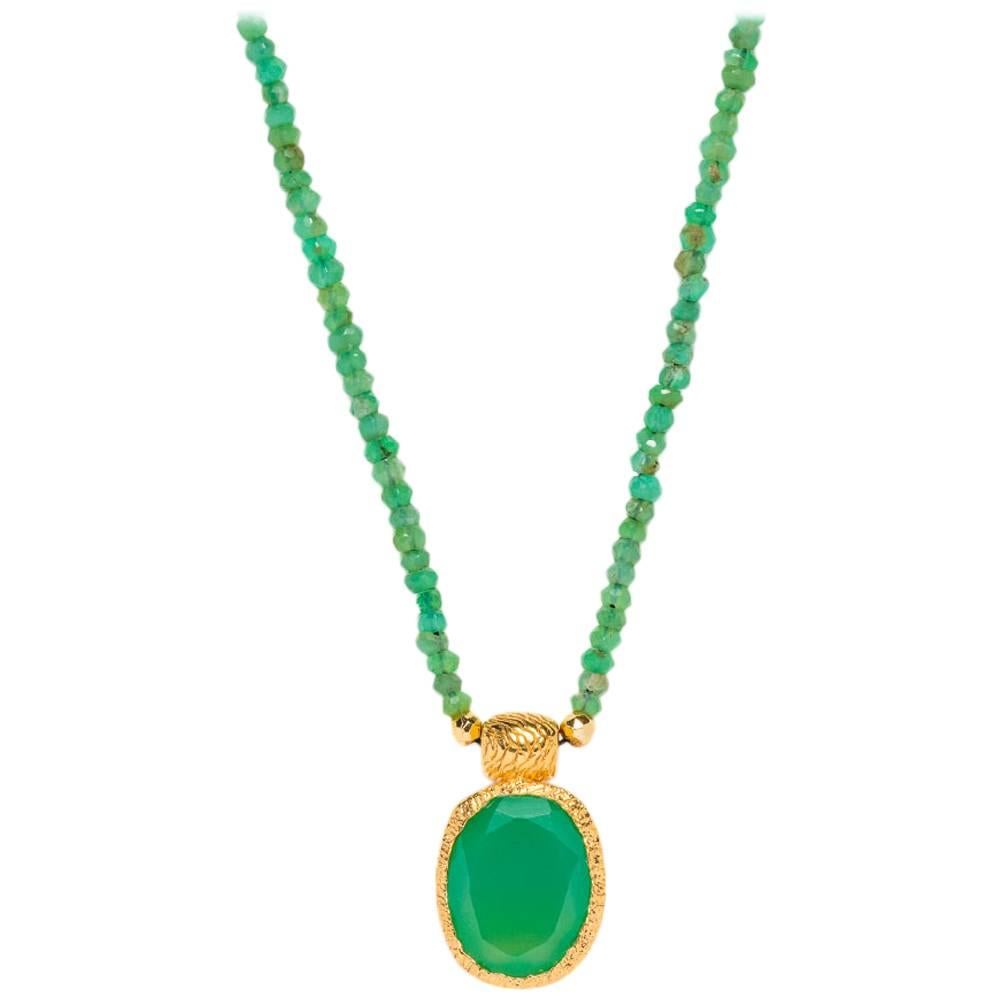 Maiden Chrysoprase Pendant with Chrysoprase Beads For Sale
