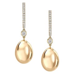 Fabergé Imperial Yellow Gold Egg Hoop Drop Earrings