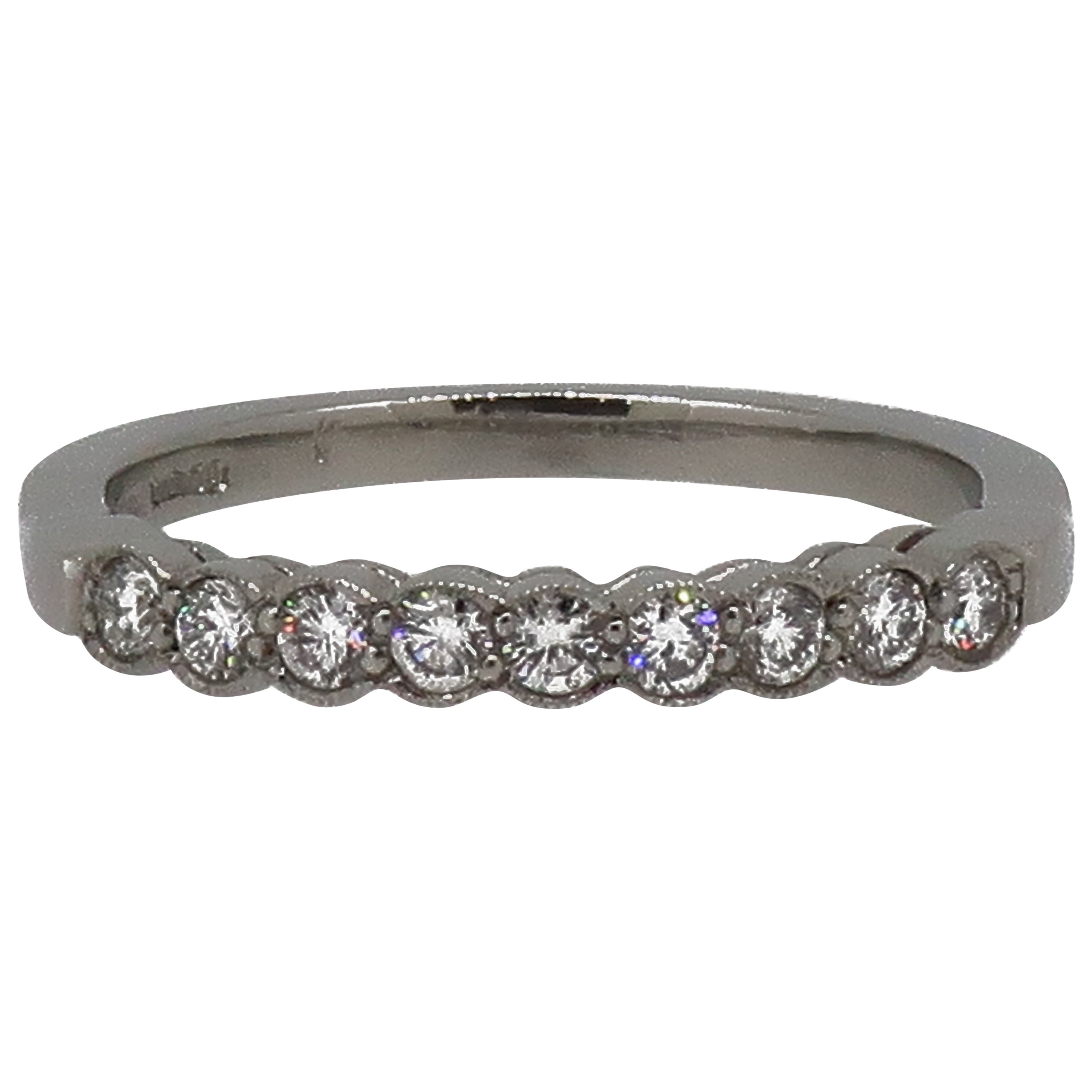 Sapphire Diamond Platinum Eternity Band Ring For Sale at 1stDibs