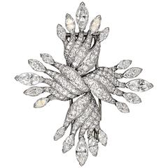 Tiffany & Co. Schlumberger Diamond Platinum  Cross Brooch