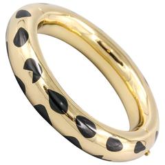Tiffany & Co. Angela Cummings Inlaid Black Jade Gold Bangle Bracelet