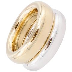 Tiffany & Co. Elsa Peretti Pair  Gold  Silver Bangle Bracelets