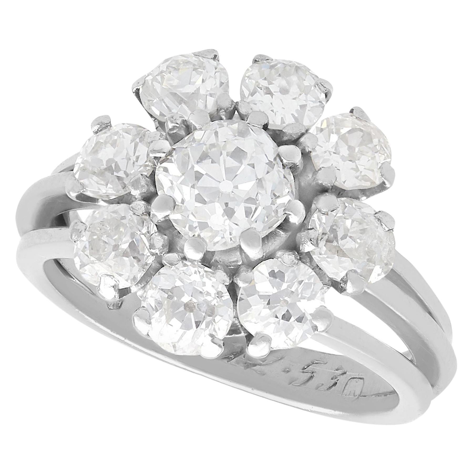 3.05 Carat Diamond and Palladium Engagement Ring For Sale