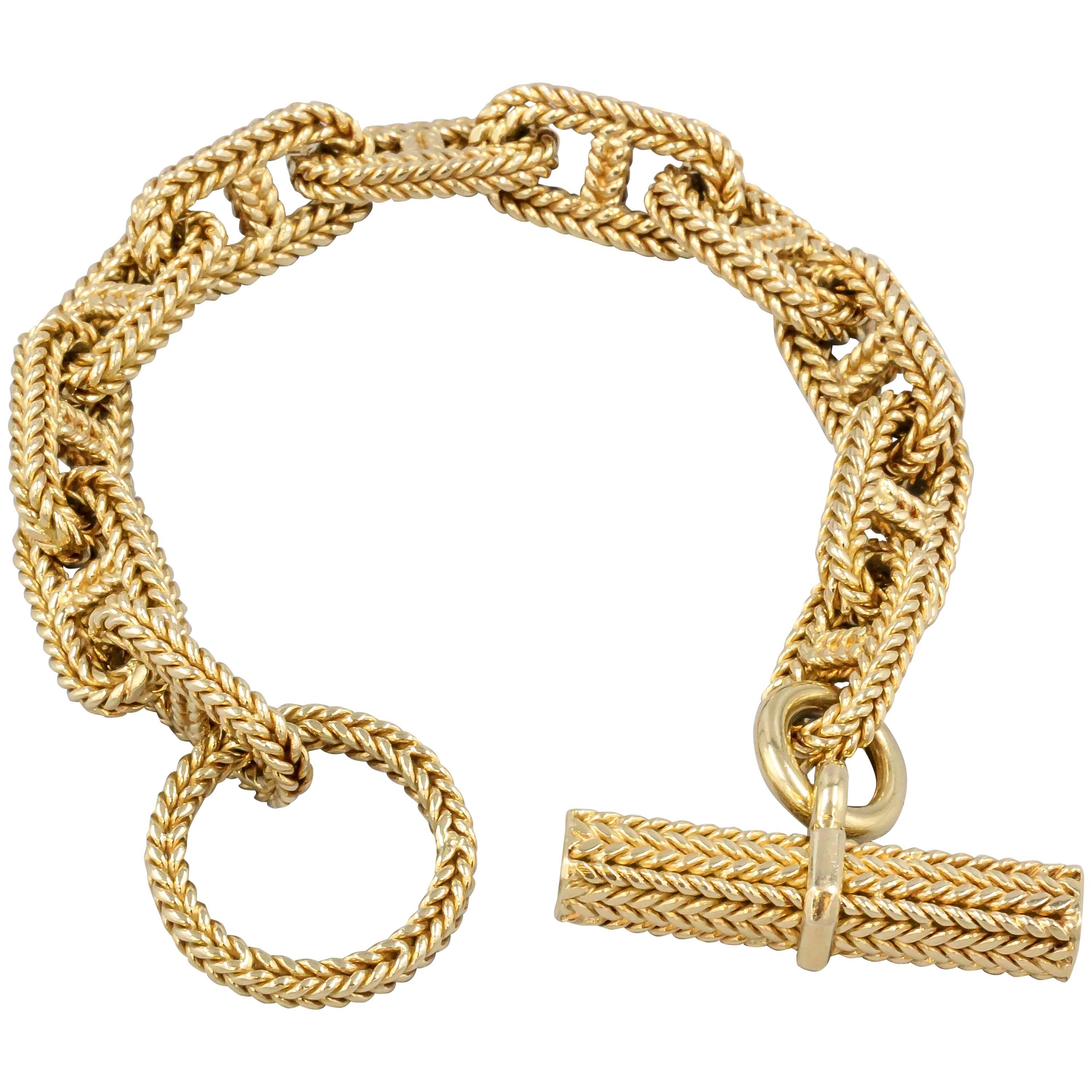 Hermes Large Chaine D'Ancre Tresse Gold Toggle Link Bracelet