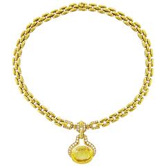 Cartier Yellow Sapphire Diamond Gold Link Necklace 10