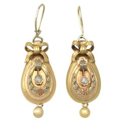 Antike Diamant- und Gold-Tropfen-Ohrringe, um 1880