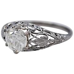 Amazing Edwardian 1.40 Carat Diamond Platinum Engagement Ring