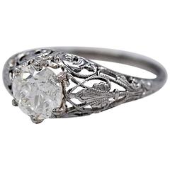 Amazing Edwardian 1.40 Carat Diamond Platinum Engagement Ring Amazing Edwardian 1.40 Carat Diamond Platinum Engagement Ring