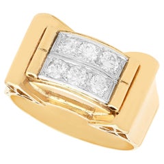 Anillo de cóctel de oro y diamantes Art Decó vintage de los años 40