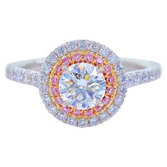 Tiffany and Co Soleste Round Diamond 0.90 Carat Pink Diamonds Double Halo  Platinum For Sale at 1stDibs | tiffany soleste pink diamond ring, tiffany  pink diamond ring, tiffany soleste double halo with