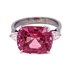 8.17 Carat GRS Certified Unheated Burmese Spinel and Diamond Engagement Ring