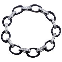 1930s French Art Deco Platinum Diamond and Onyx Bracelet 10