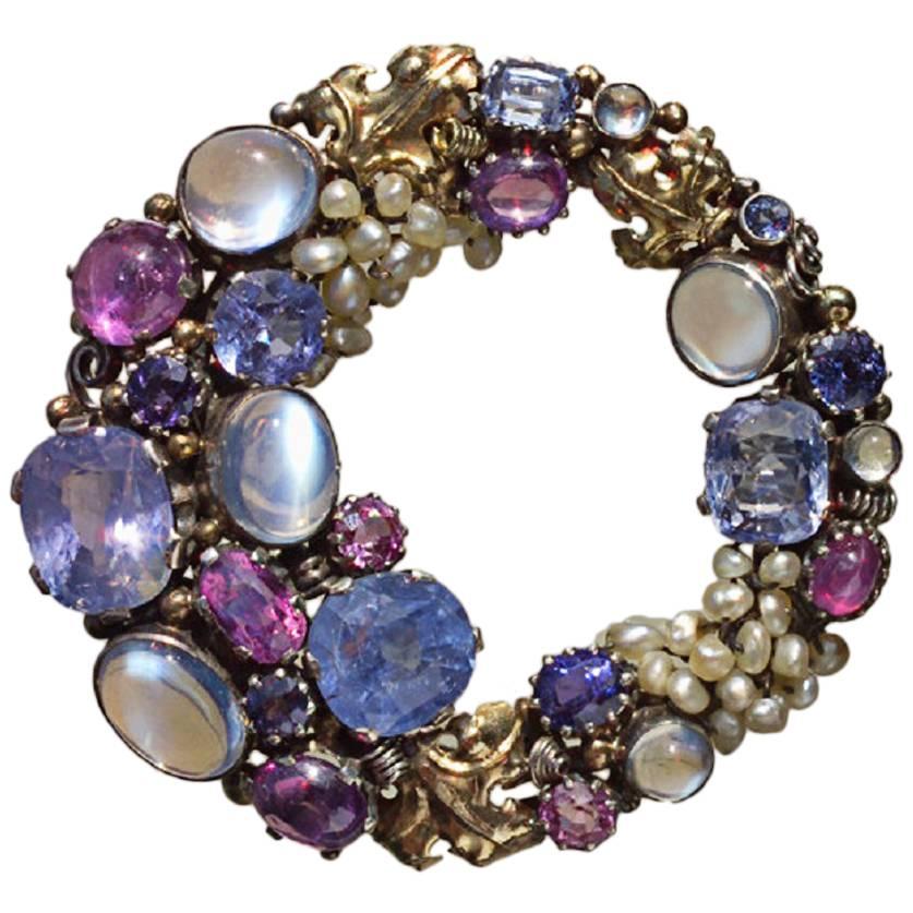 Dorrie Nossiter  Arts and  Crafts Gem Set Brooch