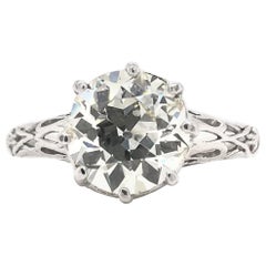 Edwardian 2.85 Carat Platinum Diamond Solitaire Ring