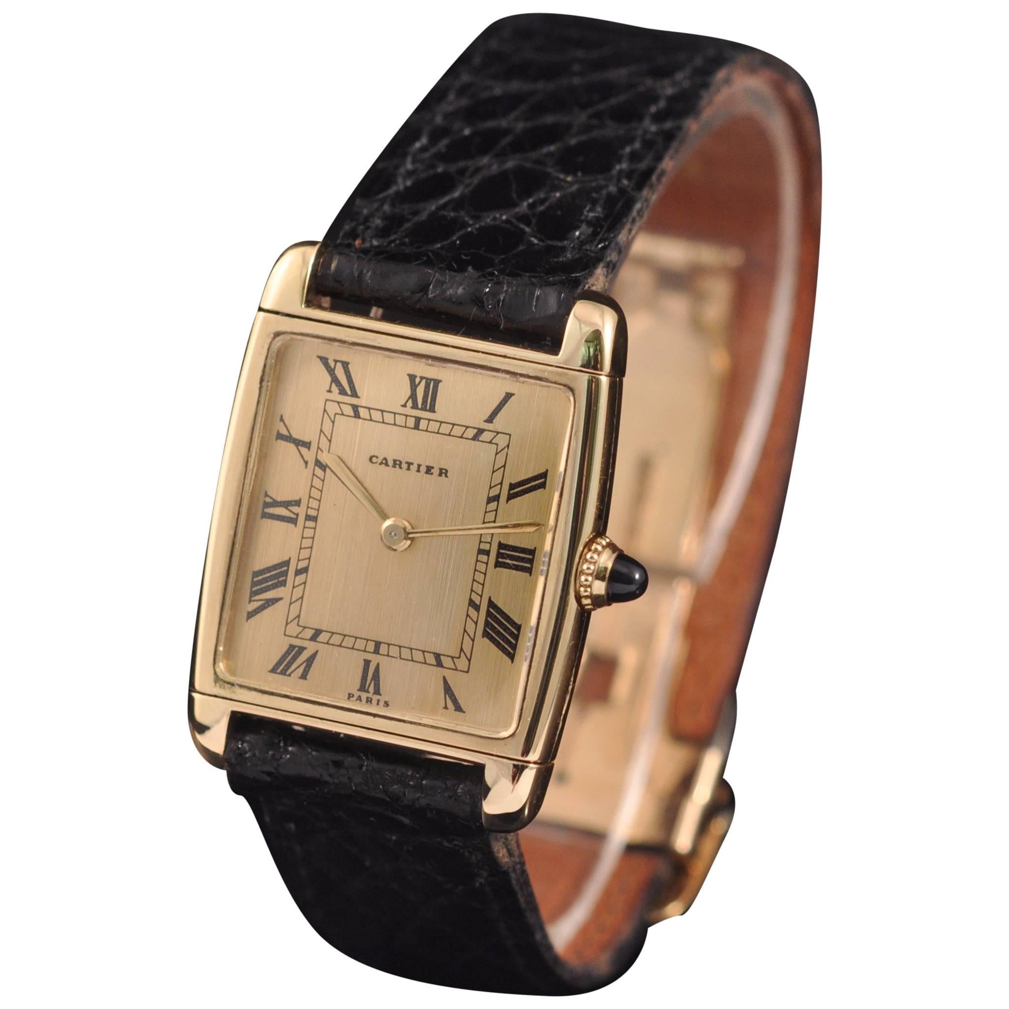 Cartier Rose Gold Reverso manual wind wristwatch For Sale