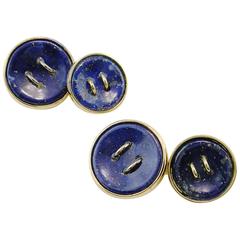 Jona Lapis Lazuli Sterling Silver Gold Plated Button Cufflinks