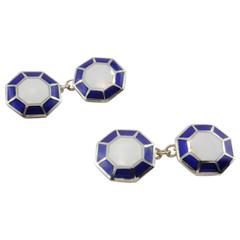 Jona Sterling Silver Enamel Octagonal Cufflinks 12