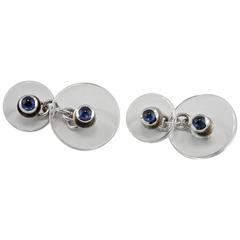 Jona Rock Crystal Sapphire and Silver Cufflinks