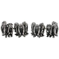 Jona Sterling Silver Three Wise Monkeys Cufflinks